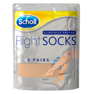 Scholl Flight Socks Sheer Natural 2 Pairs Shoe Sizes 6 1/2-8
