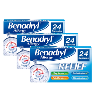 Benadryl Allergy Relief – 24 Capsules - 3 Pack