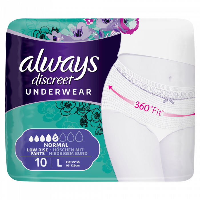 Always Discreet Boutique Incontinence Underwear Large Pkg/10